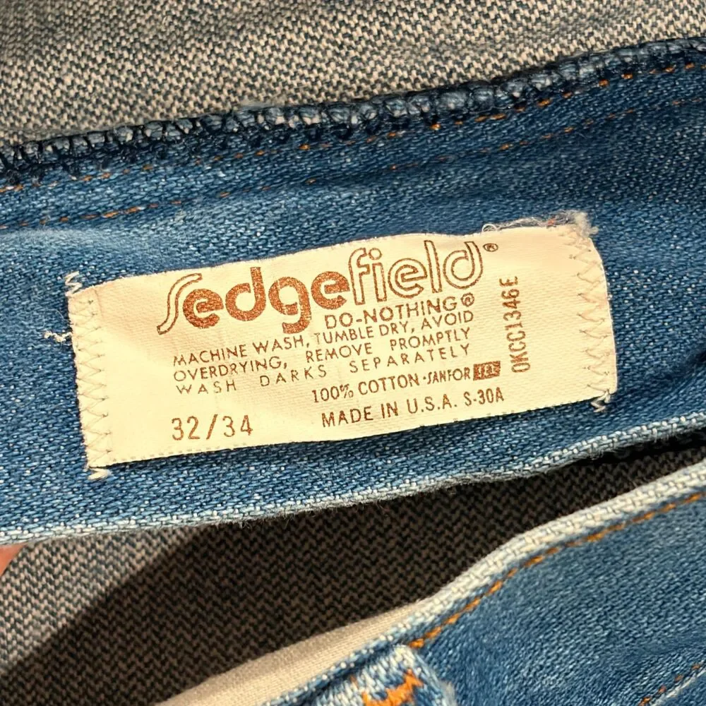 RARE Vintage 70s Sedgefield USA High Rise Bootcut Jeans Sanforized 29x32 Talon